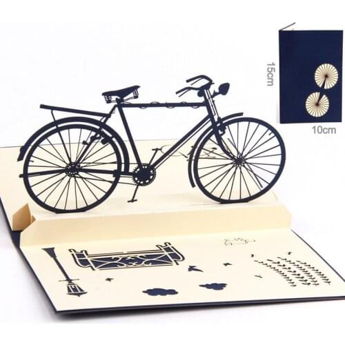 3D pop up handmade laser bicycle cards Vintage bike creative gifts postcard birthday greeting cards for lovers 1Pcs/lot