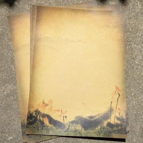 8 Pcs/pack Chinese Style Kraft Paper Writing Letter Pad Stationery Romantic Note Painting Paper School Office Supplies