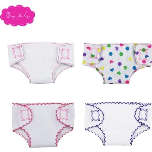 18 inch Girls doll accessories 4 simple white diaper briefs American newborn underwear Baby toys fit 43 cm baby dolls c540