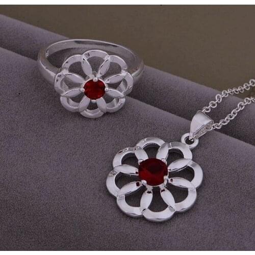 AS431 Hot sterling Jewelry Sets Ring 588 + Necklace 905 /aqxajiea axkajora silver color