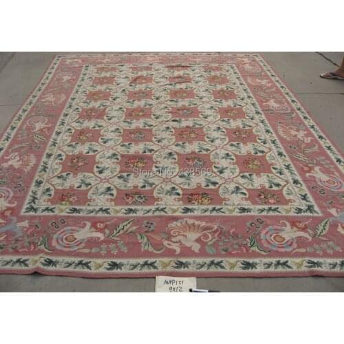 Free shipping handmade needlepoint woolen rugs high quality 9'x12' cheap prices different sizes available