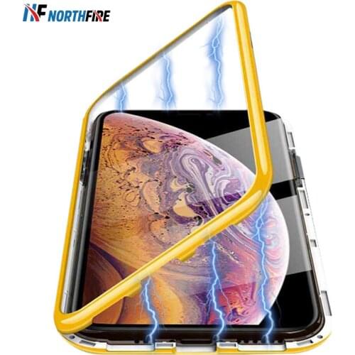 Magnetic Case For iPhone 11 X XR 7 8 7Plus 8Plus 11 Pro Max XS Max 11 XS Case HD Tempered Glass Magnet Phone Case PC Back Cover