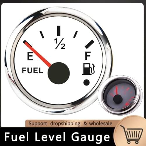 0~190 ohm Fuel Level Gauge 52MM Marine Car Fuel Level Sensor Stainless steel 316L Wit Red Backlight Fit For Boat Yacht 12V 24V