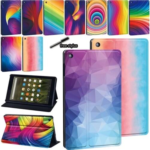 For Amazon Fire 7 (5th/7th/9th)/Fire HD 8 (6th/7th/8th)/Fire HD 10 (5/7/9th gen) PU Leather Foldable Stand tablet Cover Case