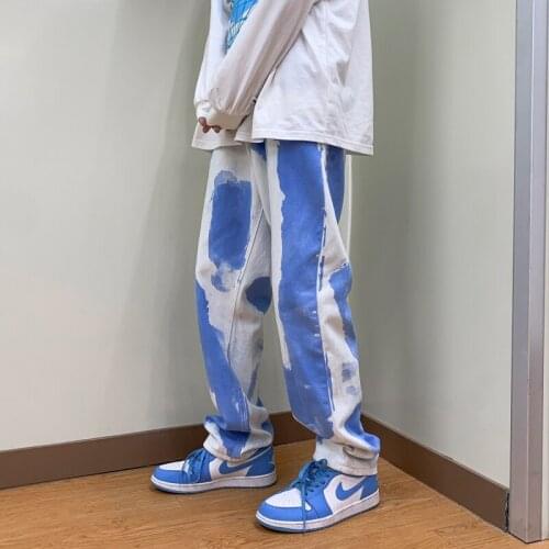 Streetwear Mens Casual Fashion Jeans Men Straight Solid Color Jogger Denim Pants 2021 Japanese-style New Jeans Woman Trousers