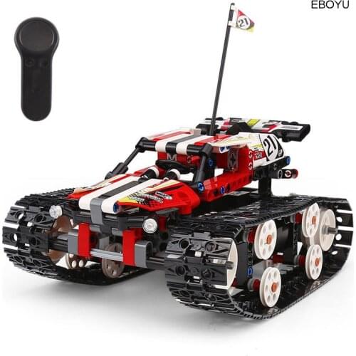 EBOYU(TM) 410pcs 2.4Gh Block Tank 2CH DIY Building Bricks Block Racing Tank 13023/24 DIY RC Racer Tank Educational RC Tank Toy