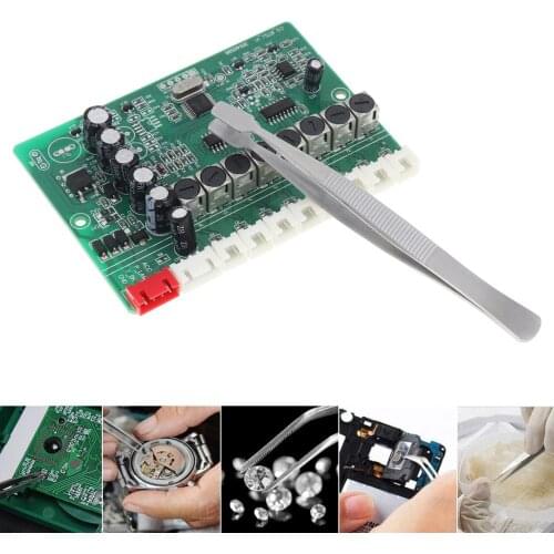 108mm Stainless Steel Sanding Electronic Tweezers Flat Mouth Industrial Electronics Jewelry Tweezers Repair Tool