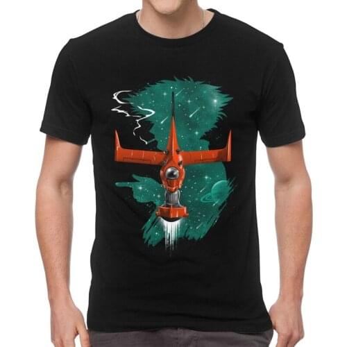 Retro Space Cowboy Bebop Jet T-shirt Men Harajuku T Shirt Short Sleeve Cotton Japanese Anime Tshirt Cool Tee Tops