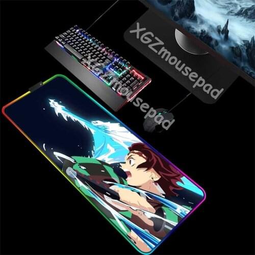 XGZ Large RGB Mouse Pad Lock Edge Anime Water Dragon Custom Office Computer Desk Mat Natural Rubber Non-slip 900x400 / 800x300