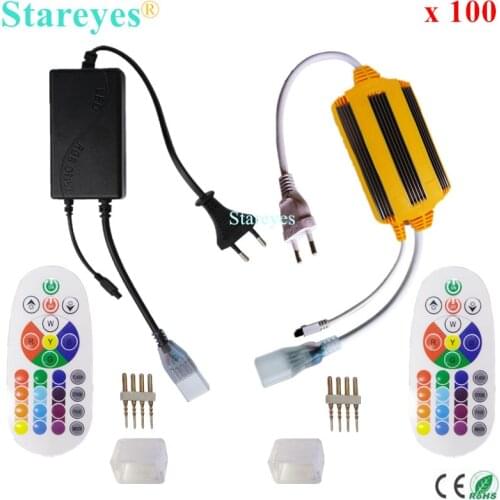 100 Pcs AC220V strip RGB Remote Controller for 5050 3528 8mm 10mm PCB RGB Led Strip Light 25 key IR Touch Remote Dimmer Control