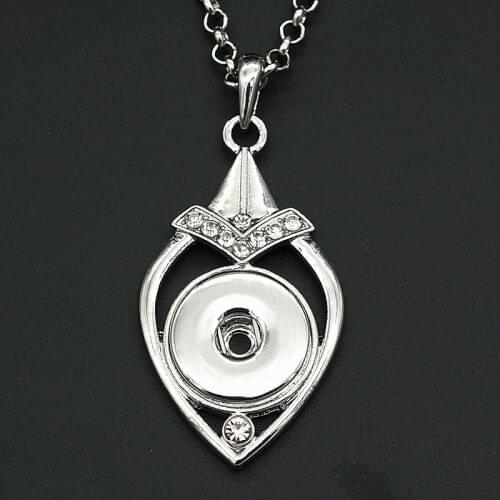 Fashion Rhinestone drop snap pendant necklace chain 60cm fit 18MM snap buttons Fashion jewelry accessories XL0124