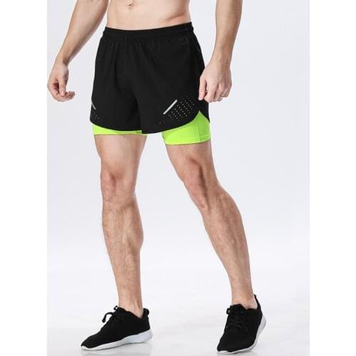 Mens Running Shorts Exercise Jogging Short Pants 2 in 1 Marathon Shorts Man Short Breeches Gym Shorts Pantalon Corto Deporte