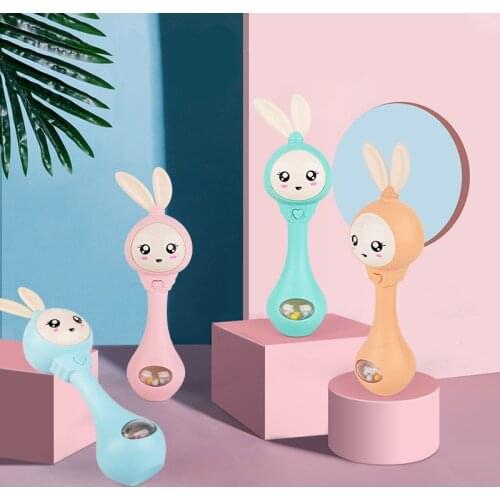 Musical Flashing Baby Rattles Newborn Baby Early Educational Tools Infant Bells Rabbit Hand Bells Rattles KidsToys 0-12M