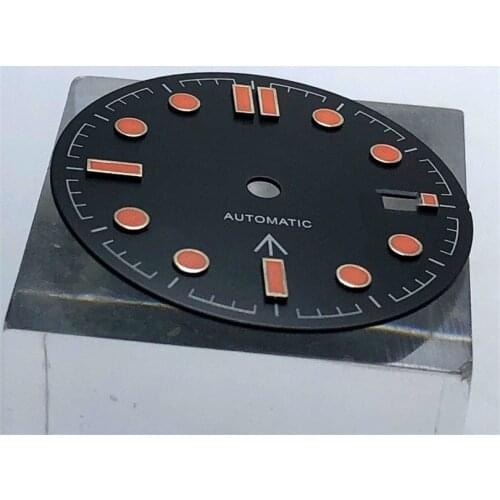 No Bliger logo 31mm Dial Date Kit ETA 2824/2836 Miyata 8215/8205/821A MH35 36 Movement Mens Watch Night Plate Parts Drak red