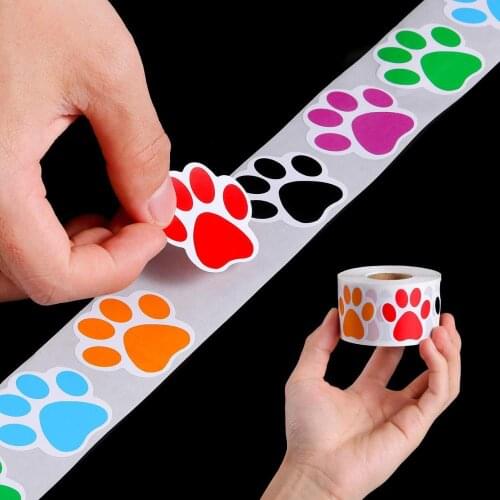 500pcs Colorful Paw Print Stickers Dog Cat Bear Paw Labels Sticker For laptop Reward sticker Gift Decoration Stationery Stickers