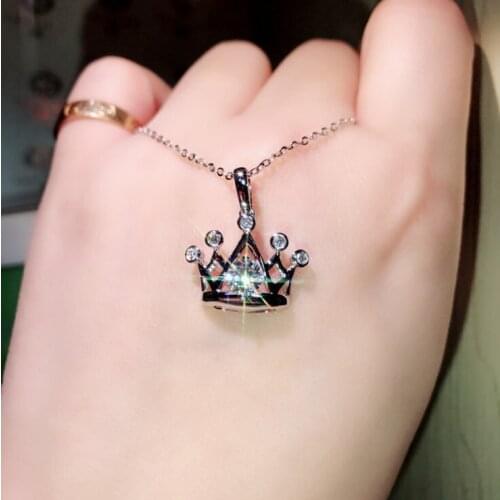 2021New Korea Fashion Luxury Crown Shape with AAAzircon Necklace for Women Engagement Wedding Gift for Female Dropship Suppliers