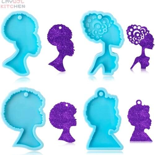 2021 New Human Head Shape Silicone Mold Black Girl Boy Keychain Mold Chocolate Candy Mold DIY Epoxy Resin Craft Mold