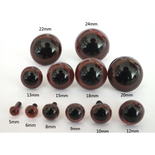 Wholesale(100pcs/lot) 5-20mm Brown color Plastic safety eyes for toys Multicolor plush animal eye