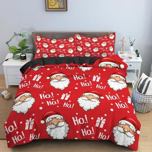 Christmas 3D-priting Santa Claus Bedding Sets Duvet Cover Bedclothes Twin/Queen/King Size for Kids Bedroom Decor