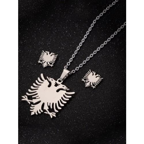 Sasusp Stainless Steel Albanian Eagle Necklace Women Double-head-Eagle Phoenix Pendants Necklaces Chain feniks gjerdan