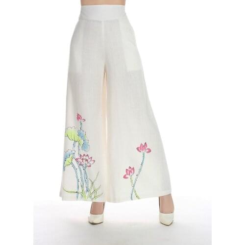 Shanghai Story wide leg pants tang suit female trousers national trend womens chinese style clothes flare trousers 2369