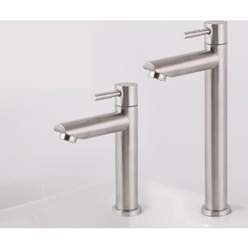 Modern 304 stainless steel single cold basin lavatory faucet bathroom single level deck mounted