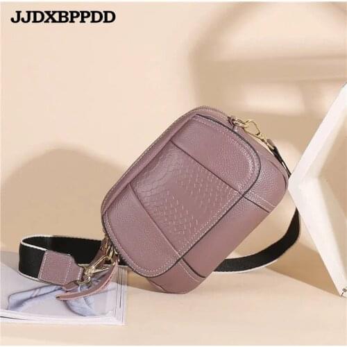 Genuine Leather Mini Crossbody Bags For Women 2021 Double Zipper Designer Fashion Female Shoulder Bags Luxury Ladies Daily Bags