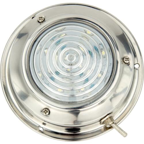 LED Dome Light With Switch 12V Boat Caravan Marine RV Cabin Interior Decorative Lamp Stainless Steel Housing 4.5 inch Cool White