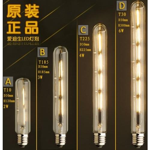T10/T185/T225/T30 Tube LED Retro Lamp Bombilla Vintage Lampada Edison Bulb Lamp Light Ampoules Decorative E27 220V For Decro