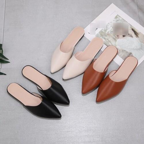 Womens Flat Shoes, Comfortable Pointed-toe Flat Mules, Fashion Half Shoe