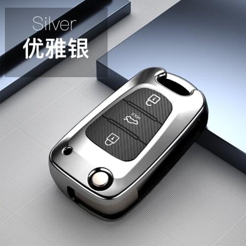 Carbon fiber TPU 3 Button Key Cover Case Remote Folding Shell Accessories For Kia Ceed Picanto Sportage RIO Hyundai i20 i30 ix35
