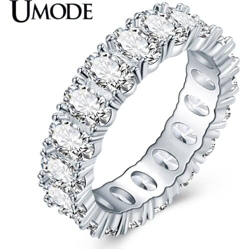 UMODE Jewelry New Fashion Oval Round Zircon Eternity Rings for Women Wedding Engagement Band Party Jewelry Gifts AUR0580A