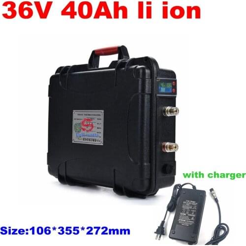 Waterproof 36v 40ah lithium ion battery 18650 BMS li ion for 750w 1500w E-Bike scooter bicycle Tricycle boat EV +5A charger