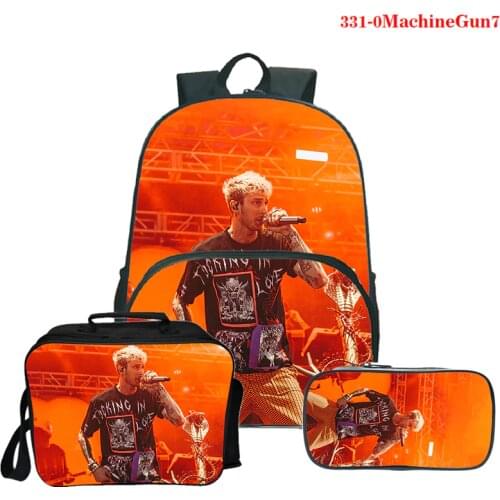 2021 Waterproof Machine Gun Kelly 3D Laptop Backpack Sets Streetwear Travel Backpack Oxford Rucksack Vintage School Bag Mochila