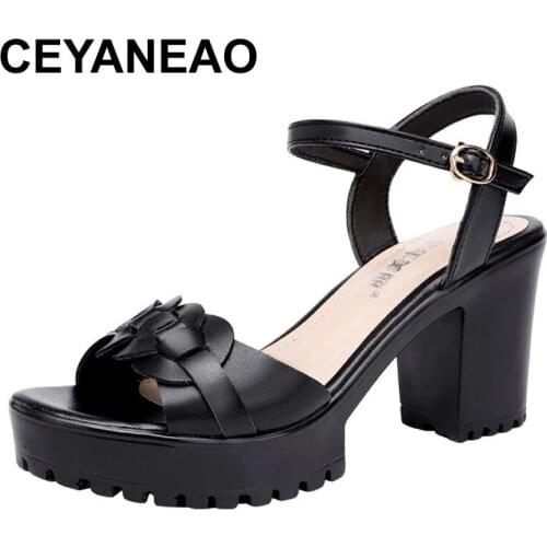 CEYANEAOLadies Wedges Woman Genuine Leather High Heels Dress Summer Female Platform Shoes 2021 Trend Fashion Women Beach Sandals