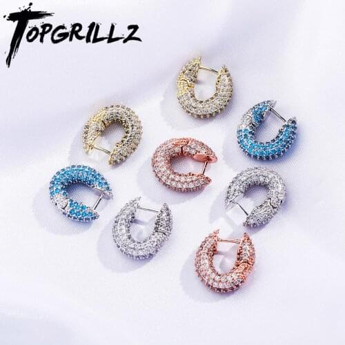 TOPGRILLZ Minimalist Earrings Ice Cube Zirconia Earrings Hip Hop Fashion Jewelry For Women