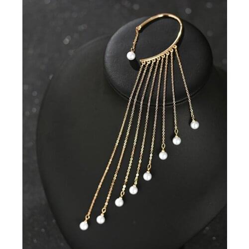 Pearl Ear Cuff Clip On Earrings For Women Gold Color Big Ear Cuff Earrings Bridal Without Piercing Wedding Jewelry Pendientes