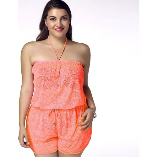 2021 Off Shoulder Seaside Sun-protective Leisure Sleeveless Rompers Elegant Sexy Beach Autumn Jumpsuits Outside Bikini Blouse