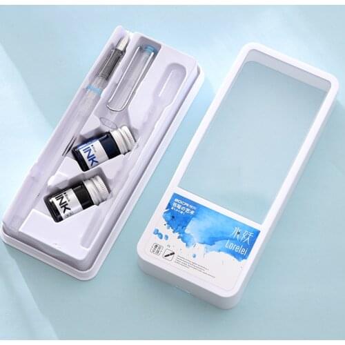 0.38mm nib Transparent Fountain Pen With 2 Colors Of Ink And Ink Dropper