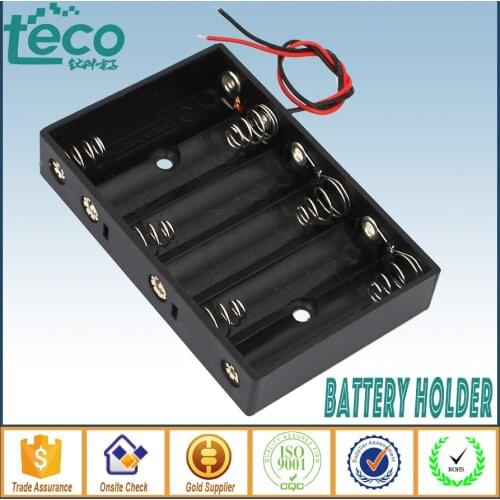 2Pcs/lot 6 AA Battery Storage Box Wired Battery Case Holder Black TBH-2A-6C-W