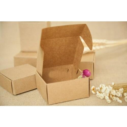 20pcs 5.5*5.5*3.5cm Brown Kraft Paper Box For Candy/food/wedding/jewelry Gift Box Packaging Display Boxes Diy Necklace Storage