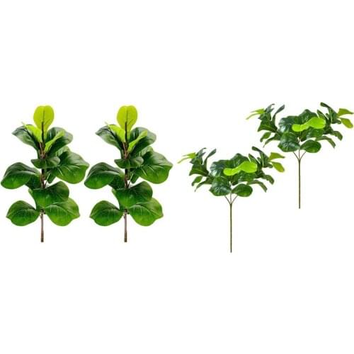 4X Artificial Plants Fiddle Leaf Fig Faux Ficus Lyrata Tree Fake Green Bushes Greenery For Garden Porch Window Box Decor