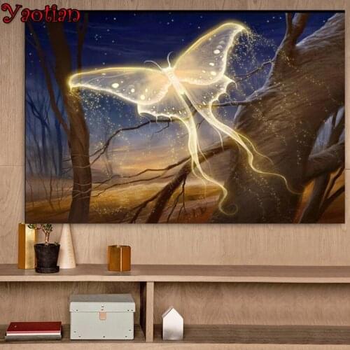 5d diy diamond painting Fantasy butterfly forest night scenery mosaic diamond embroidery crystal painting full square round