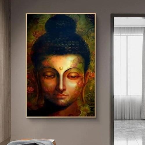 Abstract Buddha Canvas Paintings On the Wall Art Posters And Prints Colorful Buddha Face Canvas Pictures For Living Room Wall
