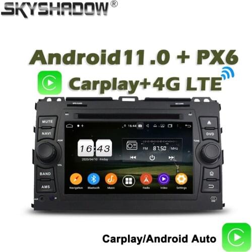 Wireless Carplay PX6 Car DVD Player Android 10 4G+ 64G Wifi Bluetooth 5.0 RADIO GPS For Toyota Prado Land Cruiser 120 2003-2010