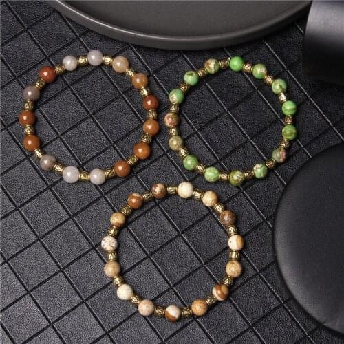 Buddha Bracelet Men Colorful Natural Emperor Jaspers Stone Beads Bracelet Onyx Agtes Beaded Charm Energy Bracelet for Women Men