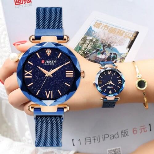 CURREN Women Watches Top Luxury Brand Female Simple Fashion Blue Watch Ladies Quartz Wristwatch Waterproof Clock Gift for Women