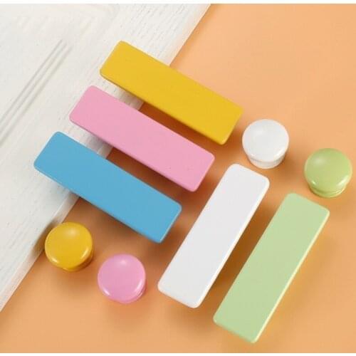 Wooden Door Handles Children Kitchen Cabinet Knobs And Handles Furniture Wardrobe Cupboard Handle Colorful Drawer Knobs Pulls