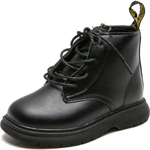 CUZULLAA Children Martin Boots Autumn Winter 2-12 Years Kids Fashion Boots Boys Girls Soft Leather Soft Sole Shoes 26-36