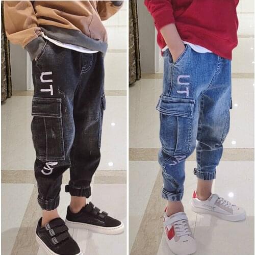 YourSeason Spring Casual Boys Jeans Blue Cotton Children Korean Toddler Kids Boy Denim Pants With Big Pocket Teen Black Trousers